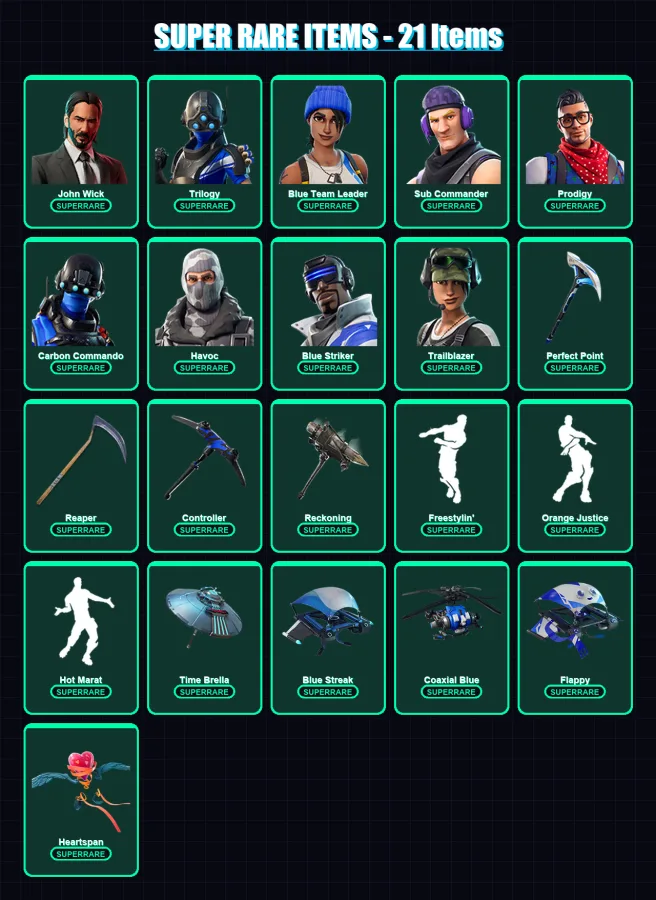 [PS4/PS5/XBOX/PC] | John Wick | Trilogy | Blue Team Leader | Sub Commander | Prodigy | 248 skin | 243 pickaxe | 271 emote | 154 glider | Lv3243 — Fortnite account