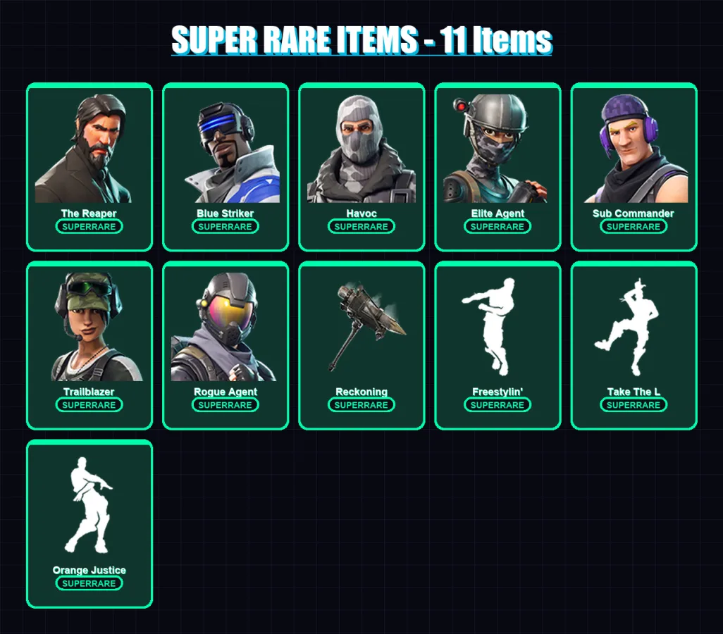 [PC/XBOX] | The Reaper | Blue Striker | Havoc | Elite Agent | Sub Commander | 37 skin | 21 pickaxe | 34 emote | 27 glider | Lv401