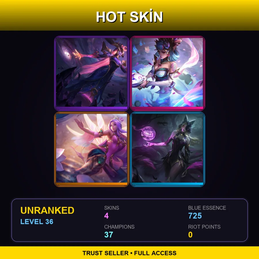 VN | Lv36 | Unranked | 4 Skin | 37 Champ — LoL account