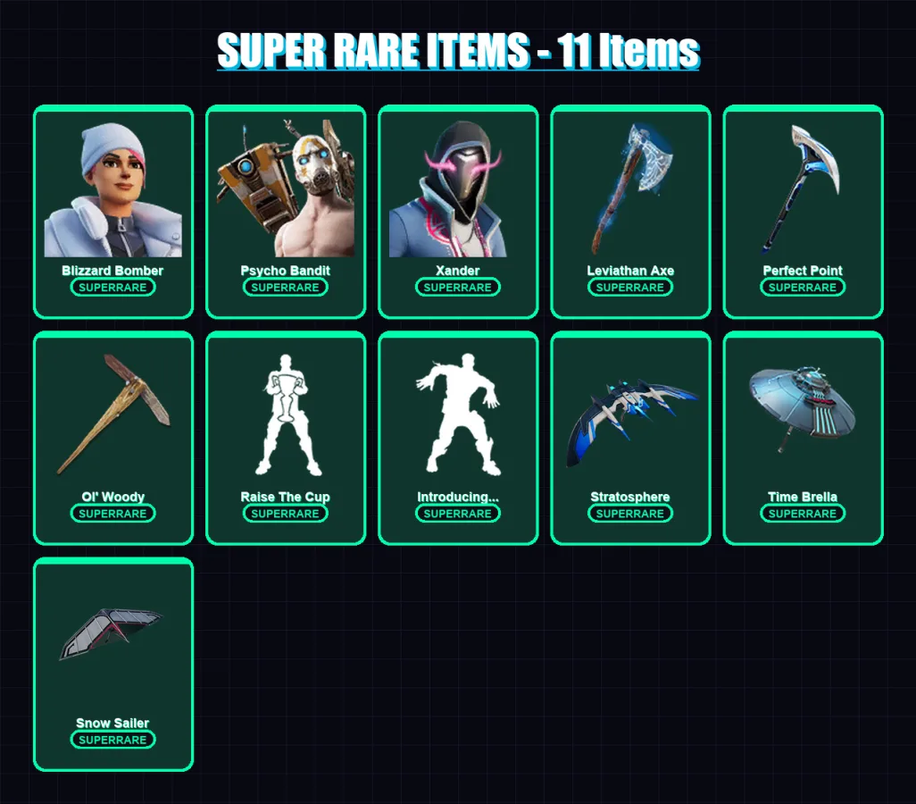 [PS4/PS5/XBOX/PC] | Blizzard Bomber | Psycho Bandit | Xander | Peter Griffin | Mizuki | 205 skin | 231 pickaxe | 161 emote | 152 glider | Lv1928