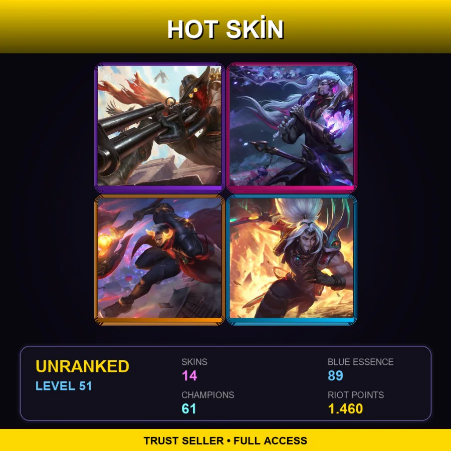 TR | Lv51 | Unranked | 14 Skin | 61 Champ