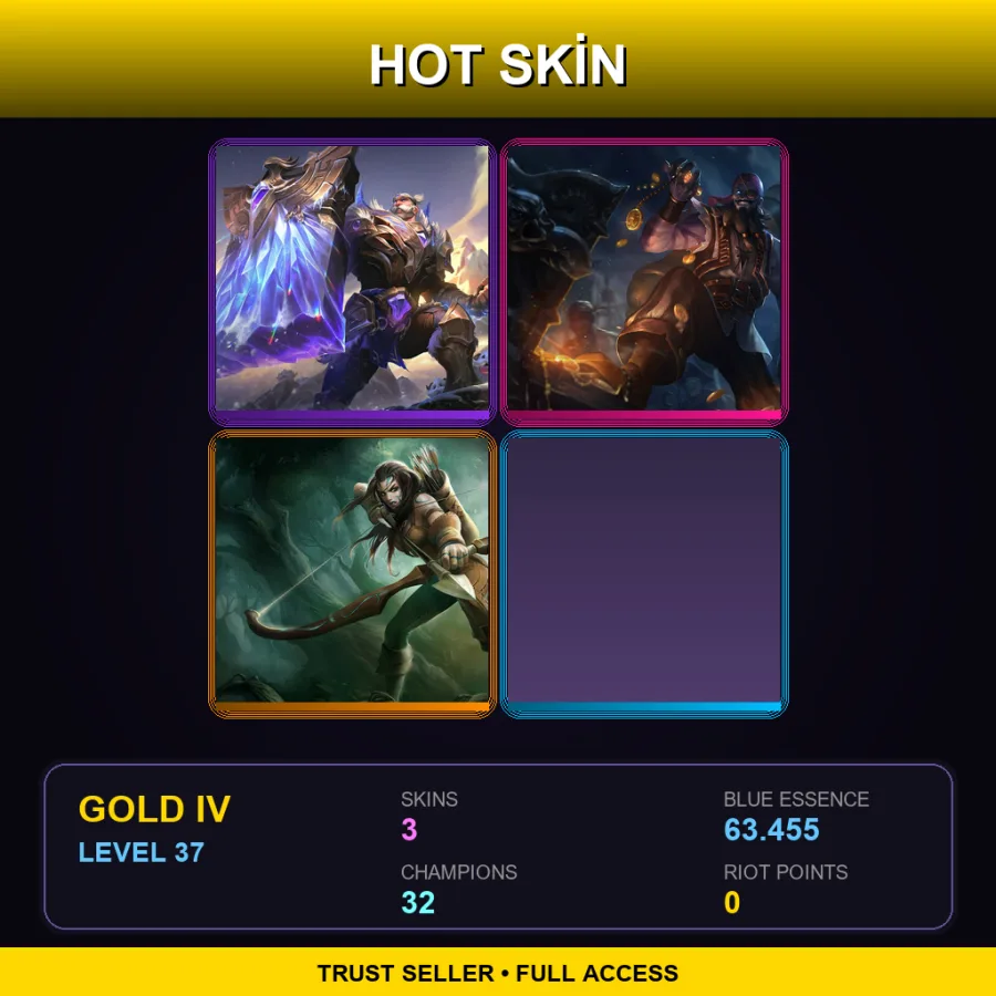 EUW | Lv37 | Gold IV | 3 Skin | 32 Champ