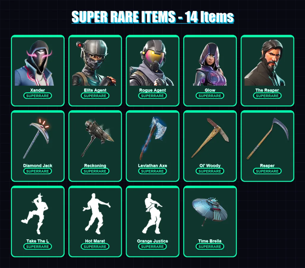 [PC/PSN] | Xander | Elite Agent | Rogue Agent | Glow | The Reaper | 230 skin | 273 pickaxe | 247 emote | 208 glider | Lv4545