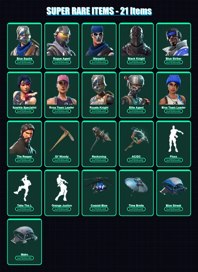 [PC/XBOX] | Blue Squire | Rogue Agent | Warpaint | Black Knight | Blue Striker | 51 skin | 42 pickaxe | 41 emote | 48 glider | Lv686