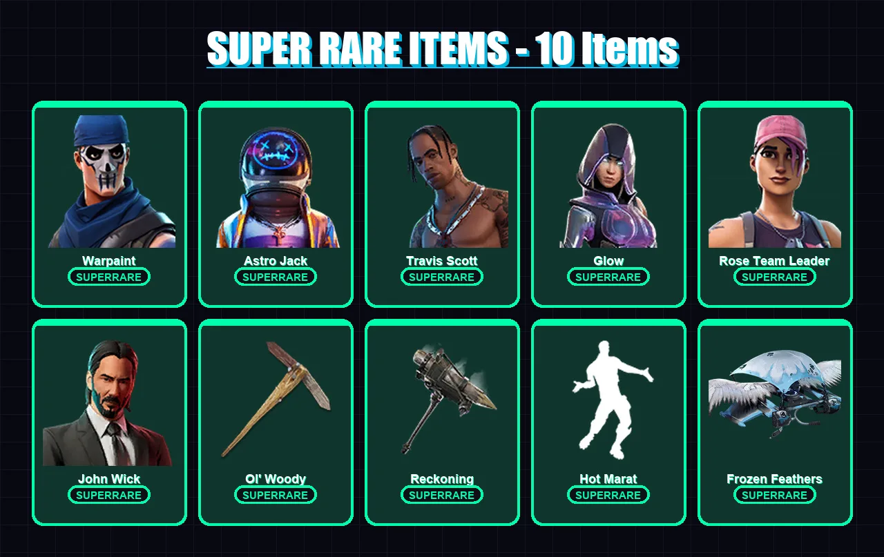 [PC/XBOX/PSN] | Warpaint | Astro Jack | Travis Scott | Glow | Rose Team Leader | 106 skin | 126 pickaxe | 126 emote | 105 glider | Lv1898