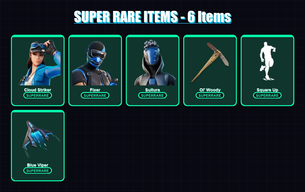 [PC] | Cloud Striker | Fixer | Sultura | Valeria | Mizuki | 111 skin | 149 pickaxe | 79 emote | 93 glider | Lv1309