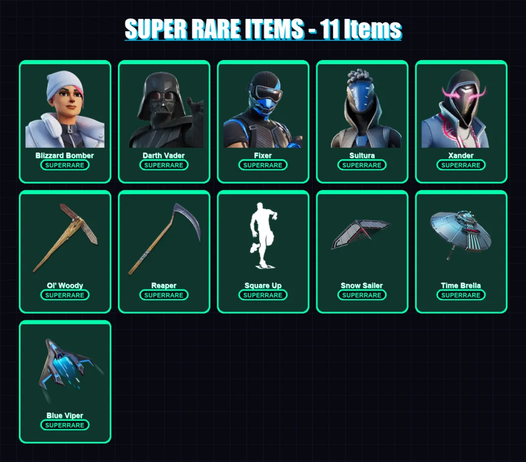 [PS4/PS5/XBOX/PC] | Blizzard Bomber | Darth Vader | Fixer | Sultura | Xander | 384 skin | 434 pickaxe | 330 emote | 250 glider | Lv3926