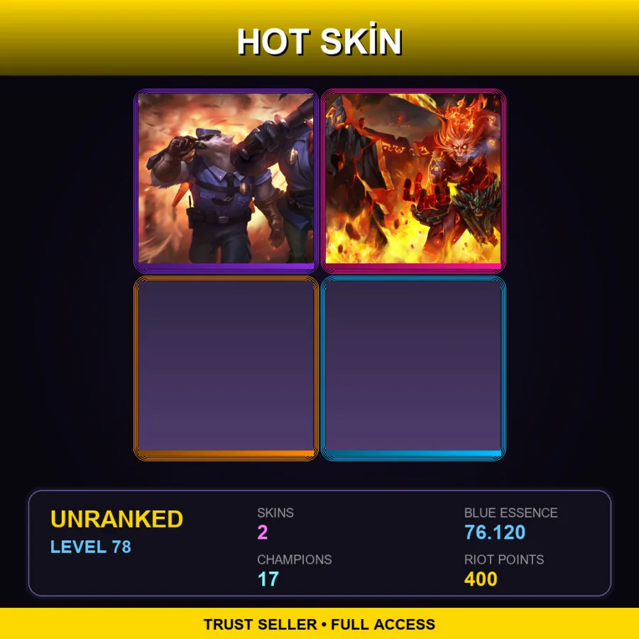 NA | Lv78 | Unranked | 2 Skin | 17 Champ — LoL account