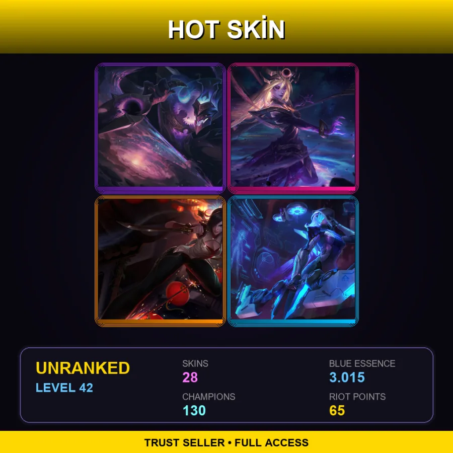 SG | Lv42 | Unranked | 28 Skin | 130 Champ — LoL account
