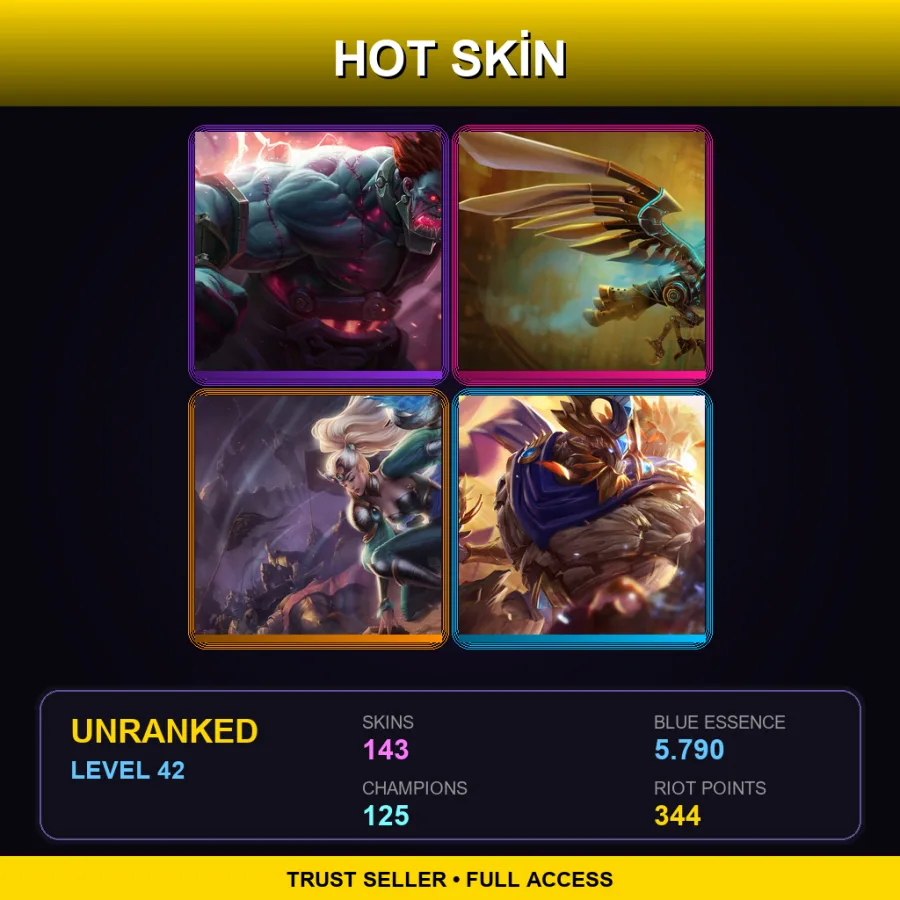 EUNE | Lv42 | Unranked | 143 Skin | 125 Champ — LoL account