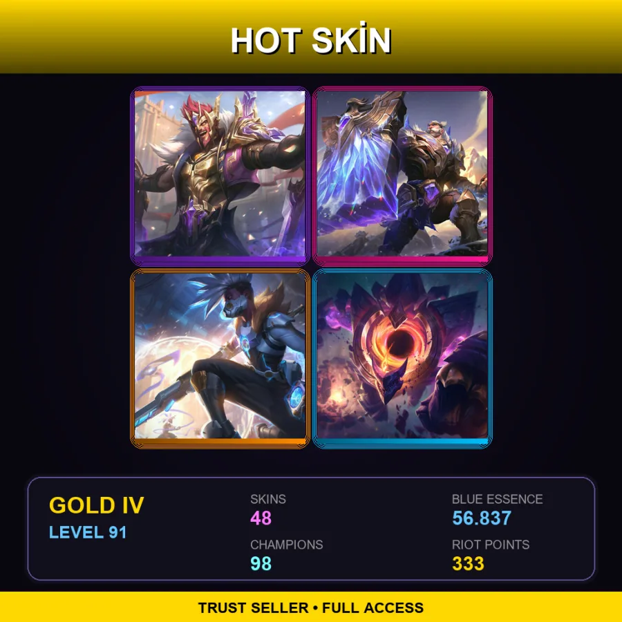 TR | Lv91 | Gold IV | 48 Skin | 98 Champ