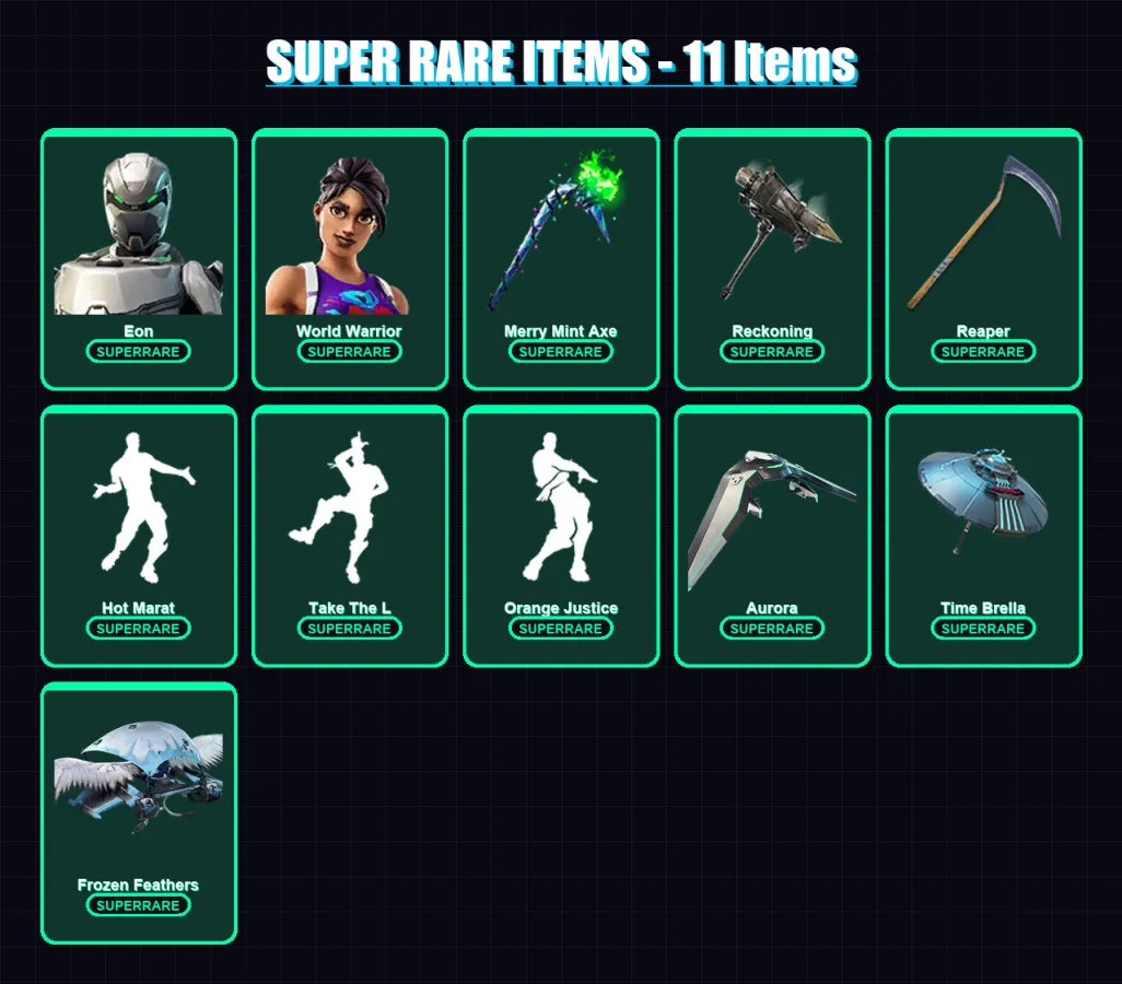 [PC/PSN] | Eon | World Warrior | Luxe | Calamity | Carbide | 172 skin | 131 pickaxe | 141 emote | 114 glider | Lv1618