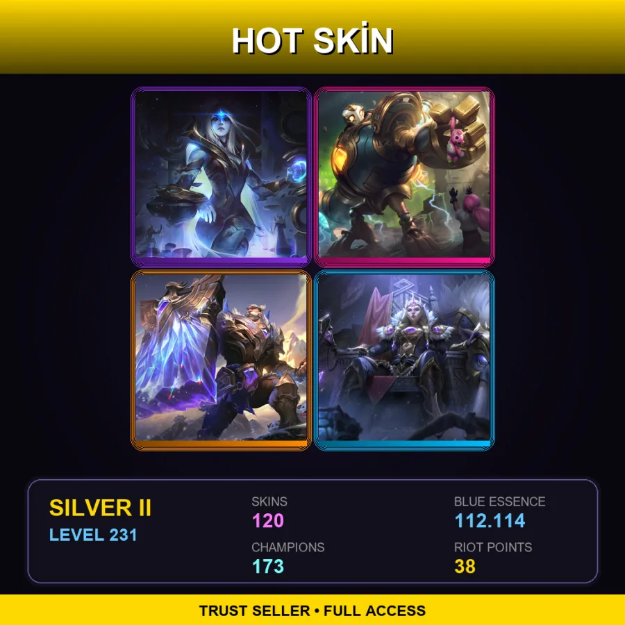 LAS | Cosmic Queen Ashe | Victorious Blitzcrank | Victorious Braum | Victorious Sejuani | 120 Skin | 173 Champ | Silver II | Lv231