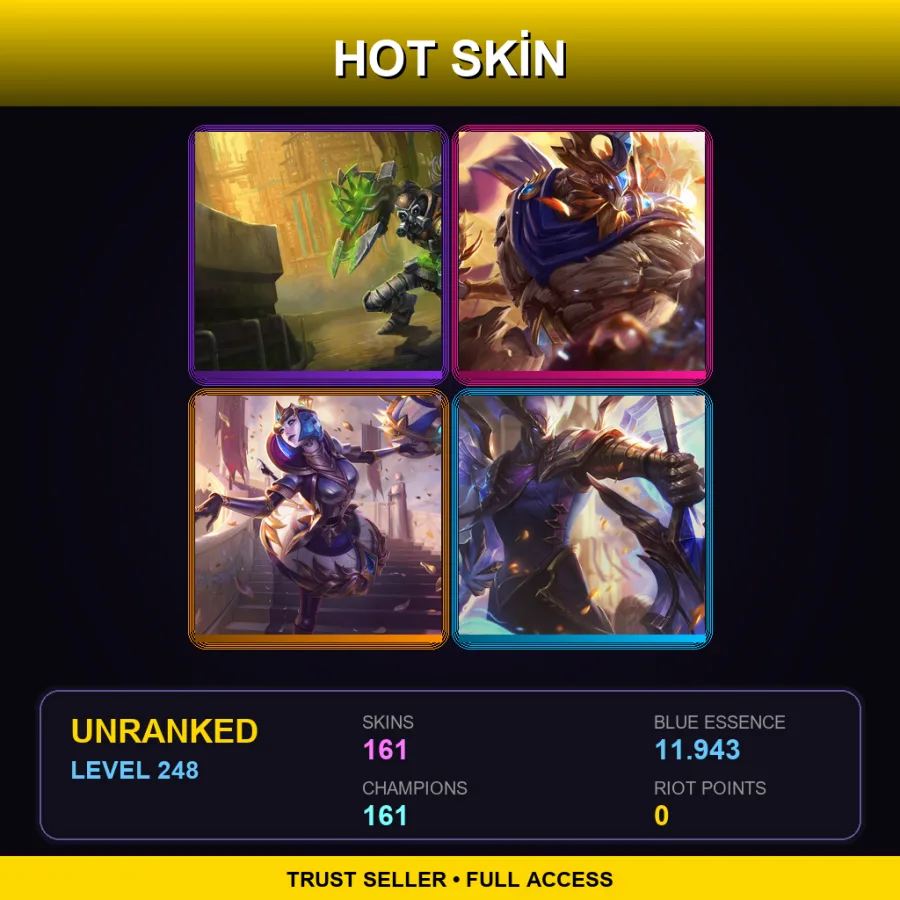 VN | Lv248 | Unranked | 161 Skin | 161 Champ — LoL account