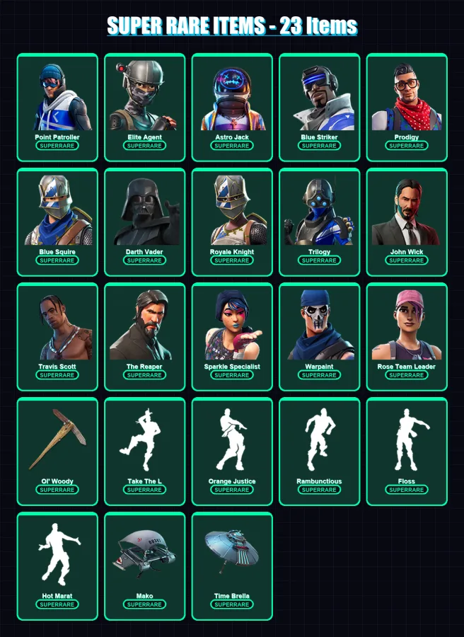 [PS4/PS5/XBOX/PC] | Point Patroller | Elite Agent | Astro Jack | Blue Striker | Prodigy | 107 skin | 166 pickaxe | 137 emote | 158 glider | Lv2696