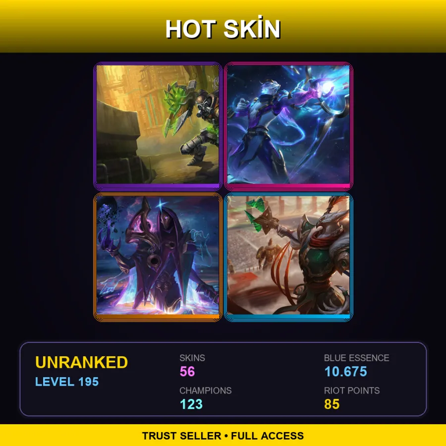 EUNE | Lv195 | Unranked | 56 Skin | 123 Champ