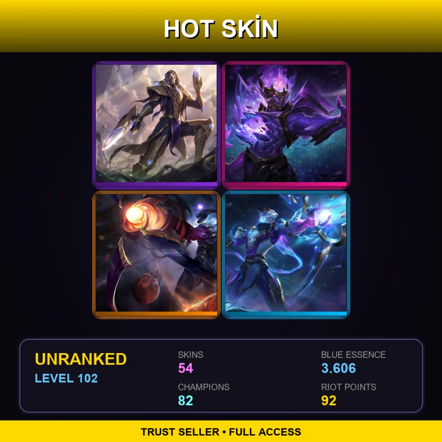SG | Lv102 | Unranked | 54 Skin | 82 Champ