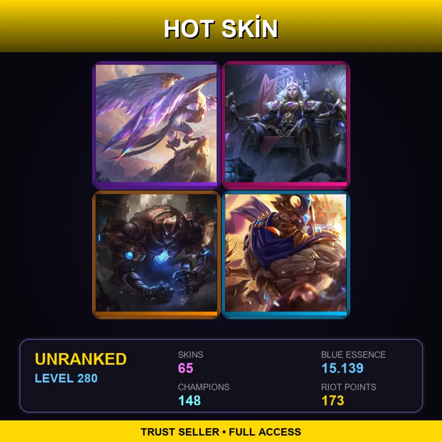 LAN | Lv280 | Unranked | 65 Skin | 148 Champ