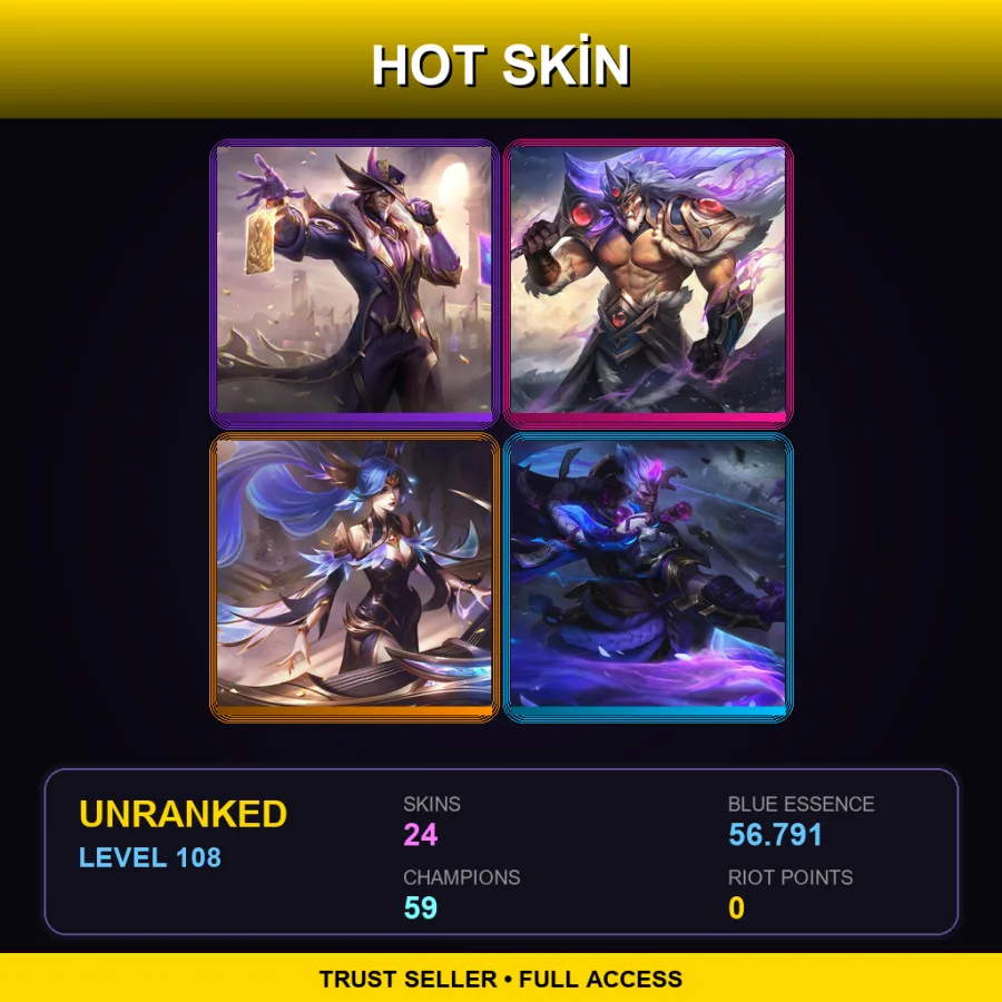 LAN | Lv108 | Unranked | 24 Skin | 59 Champ