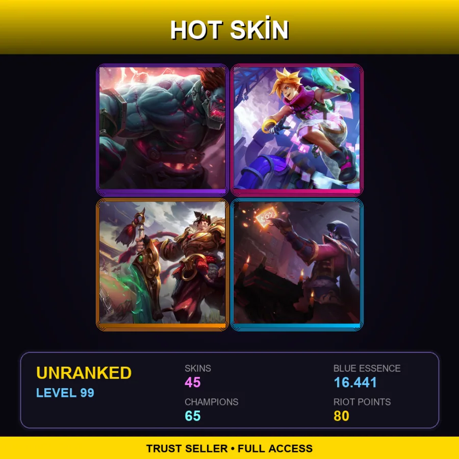 EUNE | Lv99 | Unranked | 45 Skin | 65 Champ — Santa Draven