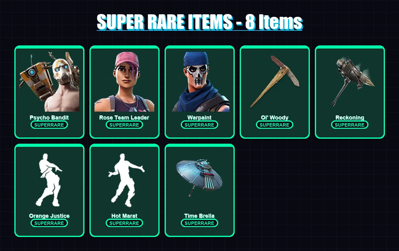 [PC/PSN] | Psycho Bandit | Rose Team Leader | Warpaint | Wukong | Wild Card | 132 skin | 111 pickaxe | 186 emote | 104 glider | Lv1335