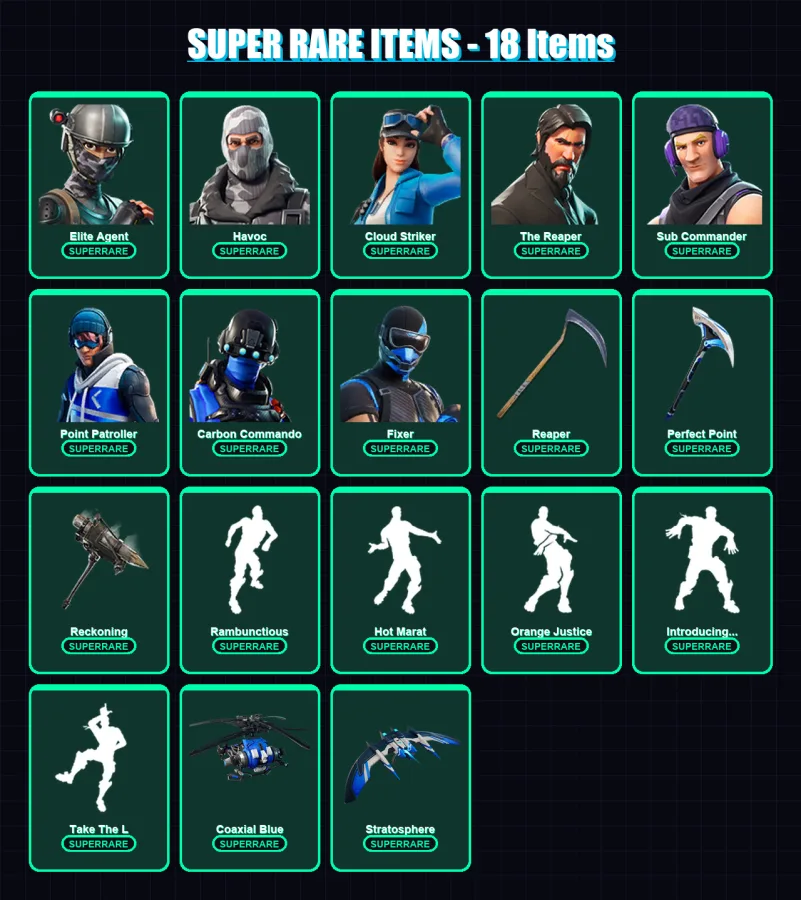 [PS4/PS5/XBOX/PC] | Elite Agent | Havoc | Cloud Striker | The Reaper | Sub Commander | 71 skin | 53 pickaxe | 74 emote | 64 glider | Lv771 — Fortnite account