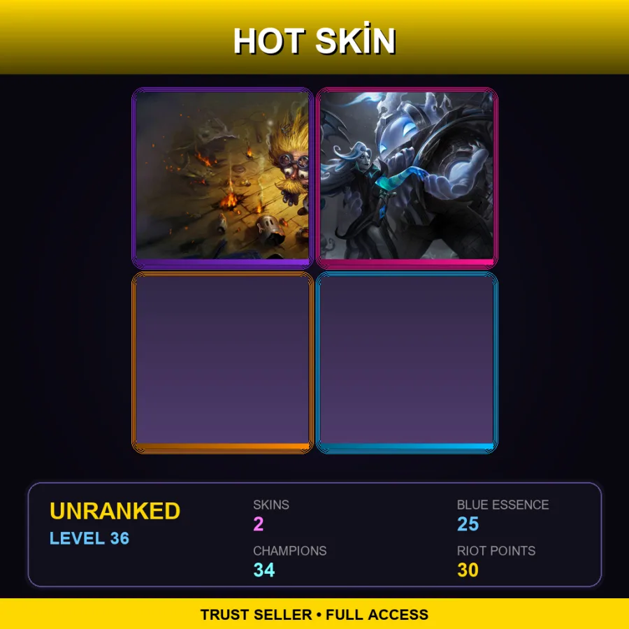 EUW | Lv36 | Unranked | 2 Skin | 34 Champ