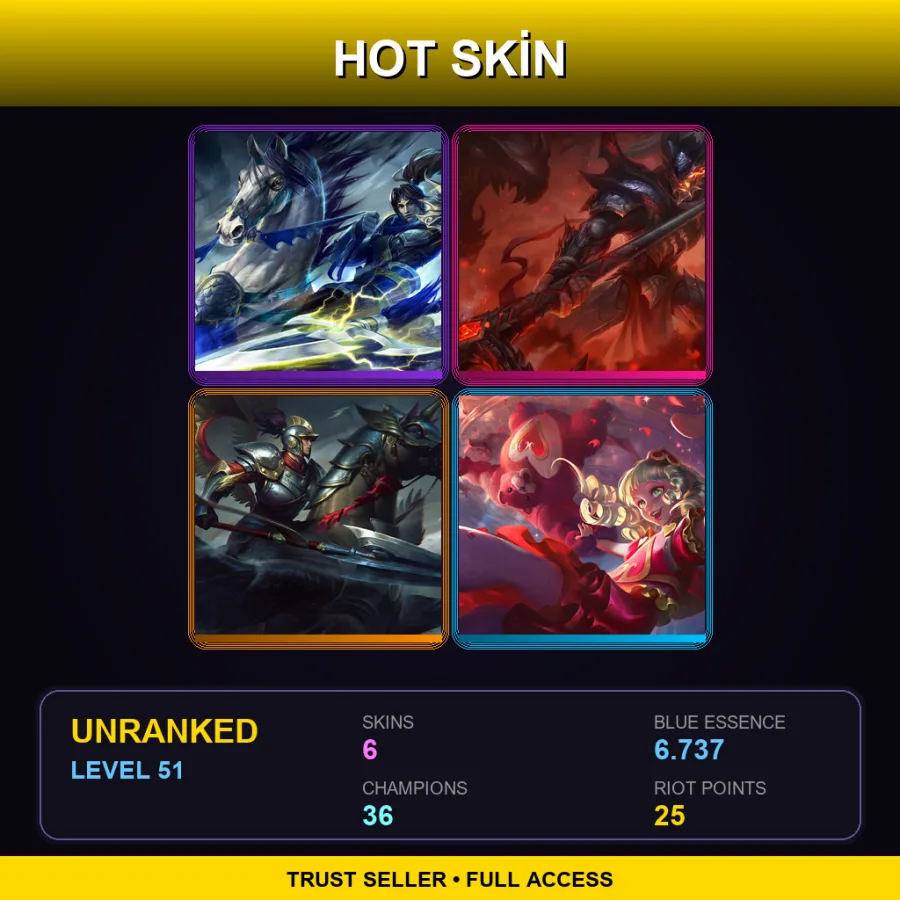 EUW | Lv51 | Unranked | 6 Skin | 36 Champ — LoL account