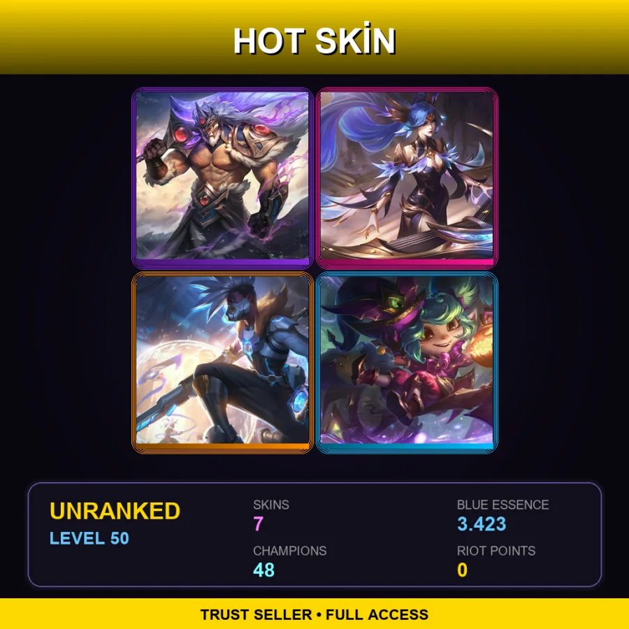 TR | Lv50 | Unranked | 7 Skin | 48 Champ — LoL account