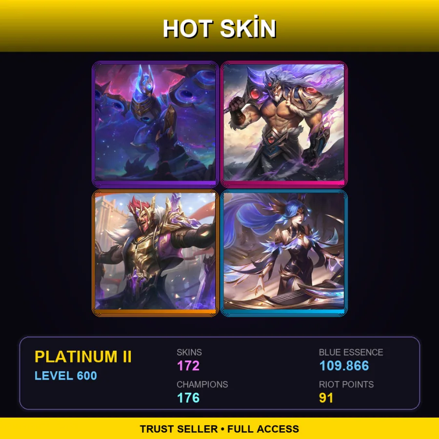 LAN | Cosmic Flight Anivia | Victorious Tryndamere | Victorious Draven | Victorious Sona | 172 Skin | 176 Champ | Platinum II | Lv600