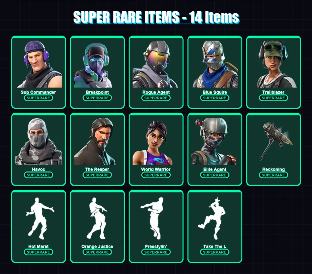 [PC/XBOX/PSN] | Sub Commander | Breakpoint | Rogue Agent | Blue Squire | Trailblazer | 139 skin | 80 pickaxe | 76 emote | 69 glider | Lv875