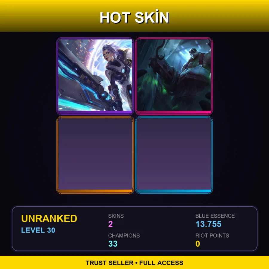NA | Lv30 | Unranked | 2 Skin | 33 Champ