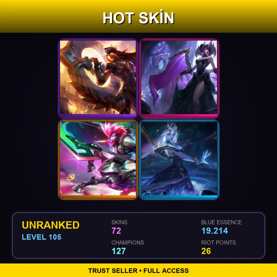 BR | Lv105 | Unranked | 72 Skin | 127 Champ — LoL account