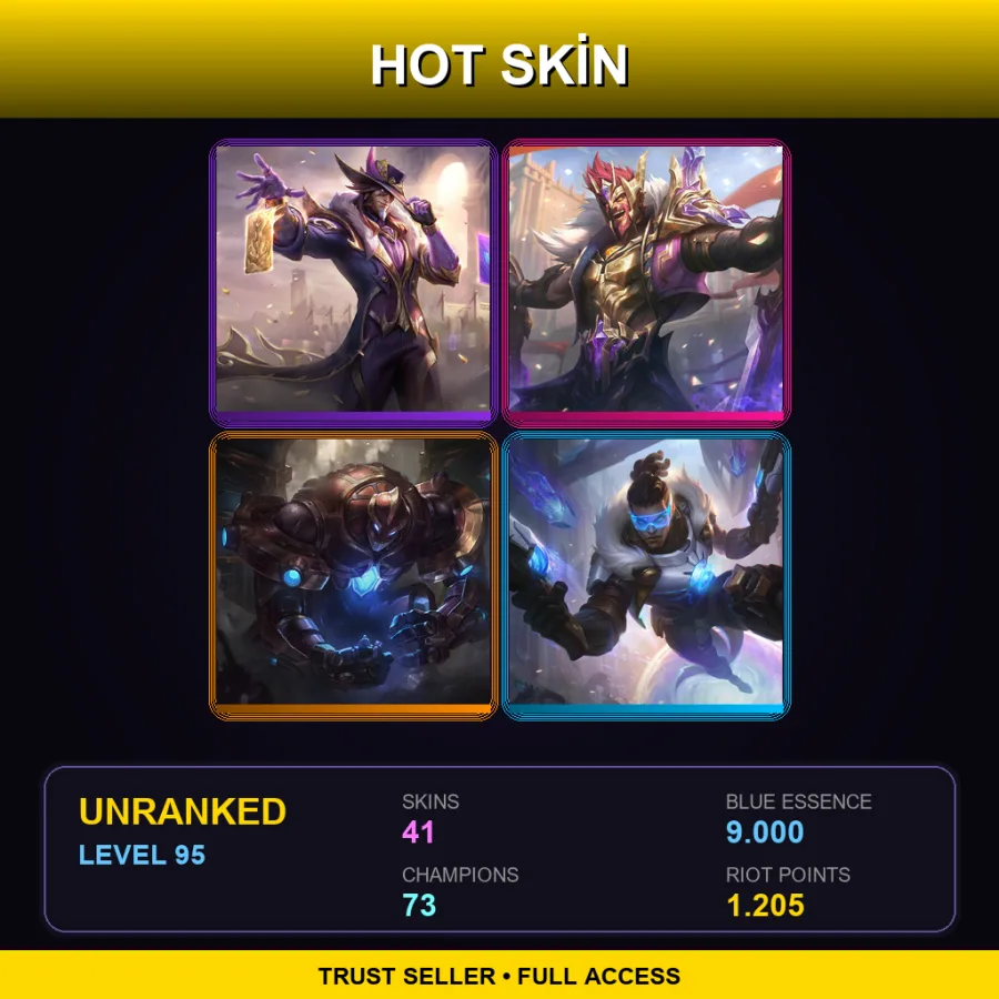 LAS | Lv95 | Unranked | 41 Skin | 73 Champ — LoL account