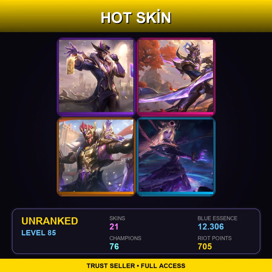 EUW | Lv85 | Unranked | 21 Skin | 76 Champ — LoL account