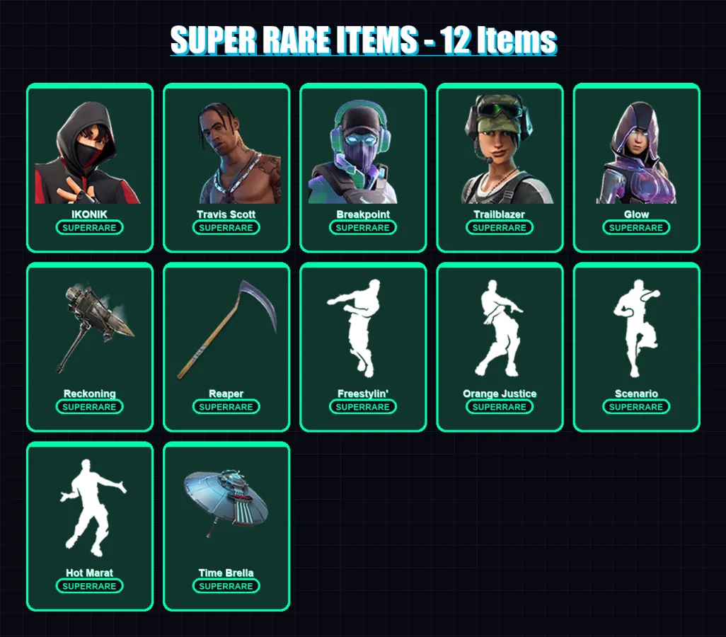 [PS4/PS5/XBOX/PC] | IKONIK | Travis Scott | Breakpoint | Trailblazer | Glow | 128 skin | 96 pickaxe | 111 emote | 95 glider | Lv1492