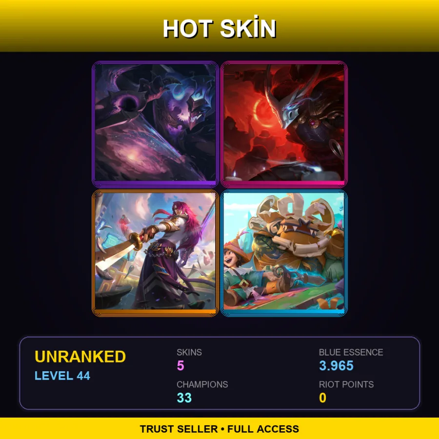 EUW | Lv44 | Unranked | 5 Skin | 33 Champ