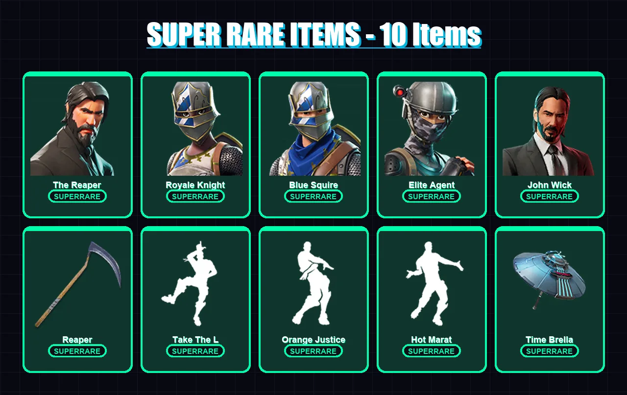 [PC/PSN] | The Reaper | Royale Knight | Blue Squire | Elite Agent | John Wick | 72 skin | 68 pickaxe | 70 emote | 79 glider | Lv1419 — Fortnite account