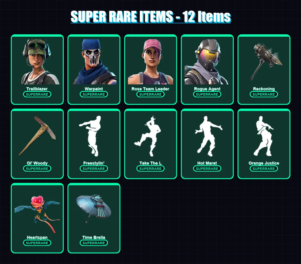 [PC] | Trailblazer | Warpaint | Rose Team Leader | Rogue Agent | Carbide | 52 skin | 49 pickaxe | 69 emote | 58 glider | Lv722