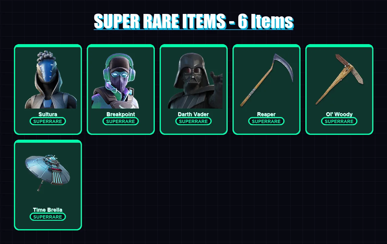 [PS4/PS5/XBOX/PC] | Sultura | Breakpoint | Darth Vader | Kymera | Spectra Knight | 151 skin | 187 pickaxe | 127 emote | 131 glider | Lv2641