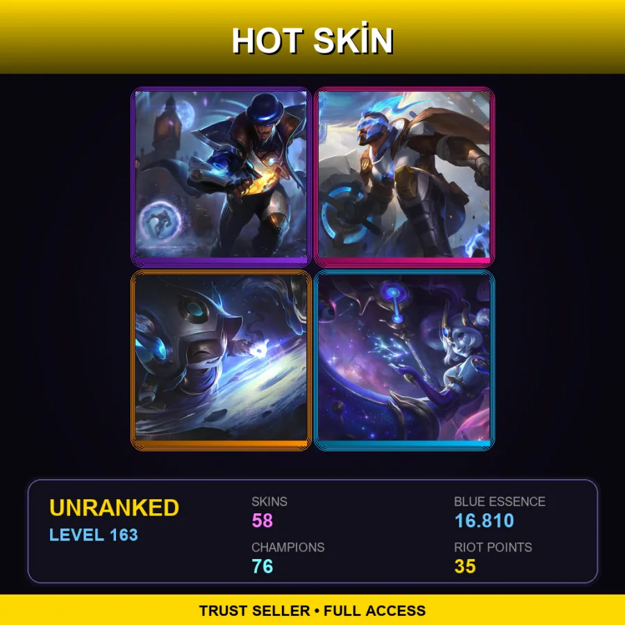 EUNE | Lv163 | Unranked | 58 Skin | 76 Champ