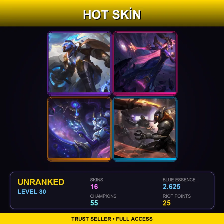 EUW | Lv80 | Unranked | 16 Skin | 55 Champ