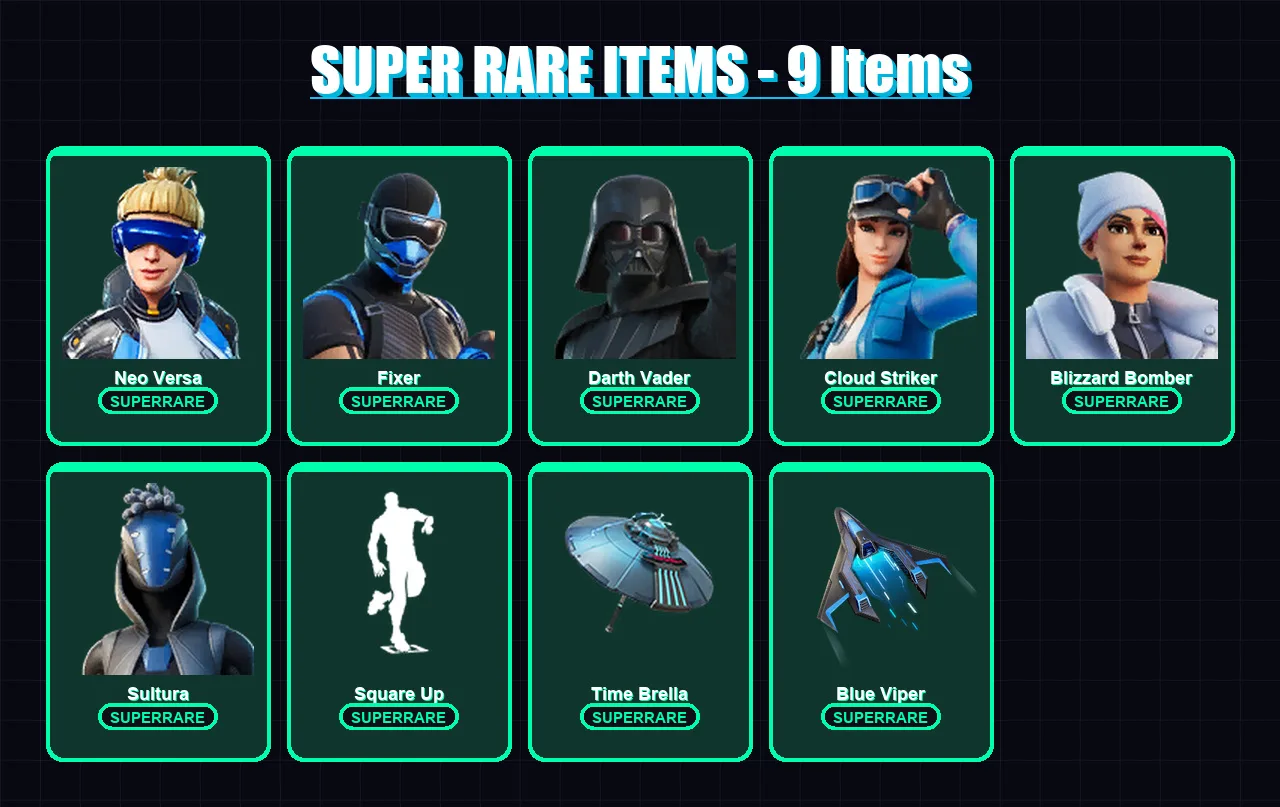 [PC/XBOX] | Neo Versa | Fixer | Darth Vader | Cloud Striker | Blizzard Bomber | 194 skin | 213 pickaxe | 186 emote | 186 glider | Lv4637 — Fortnite account