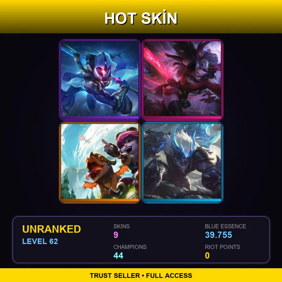 LAN | Lv62 | Unranked | 9 Skin | 44 Champ