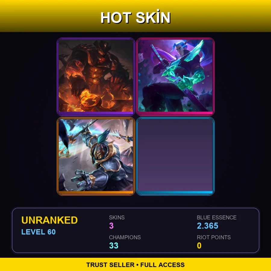 TR | Lv60 | Unranked | 3 Skin | 33 Champ