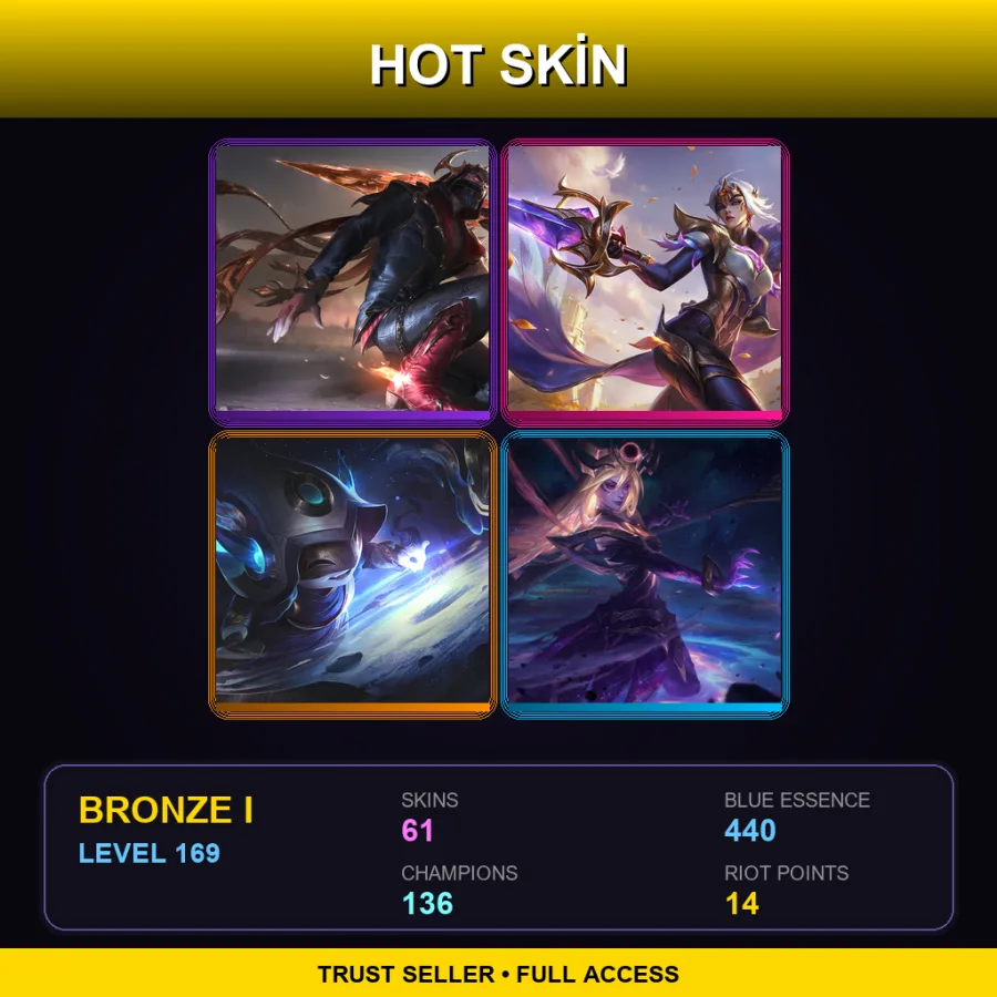 BR | Lv169 | Bronze I | 61 Skin | 136 Champ — LoL account