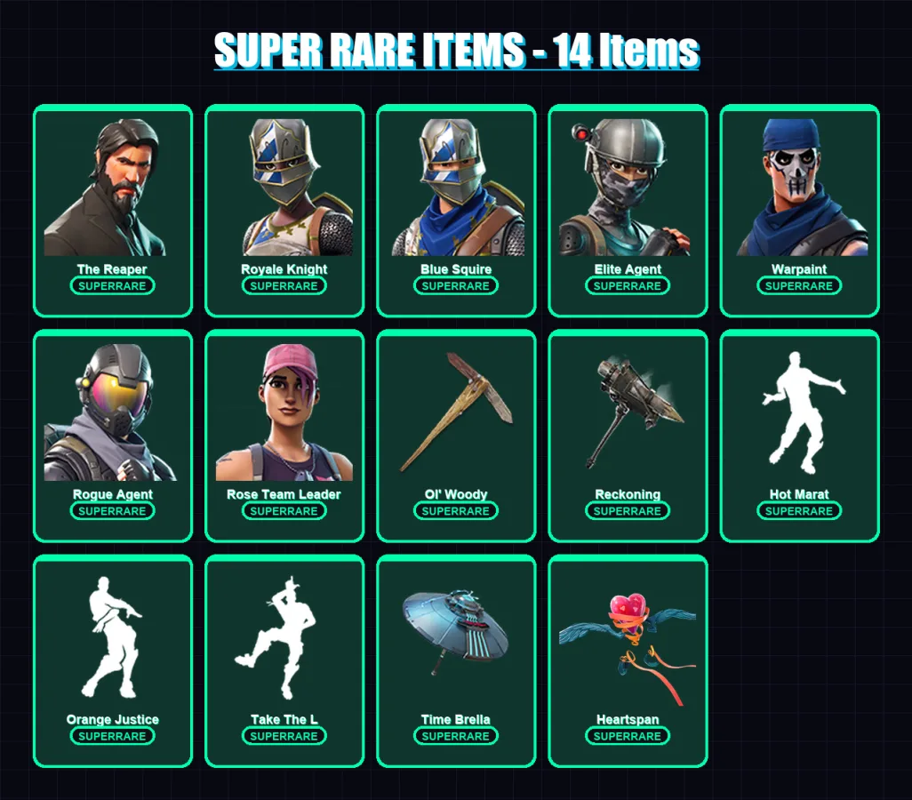 [PC/PSN] | The Reaper | Royale Knight | Blue Squire | Elite Agent | Warpaint | 61 skin | 44 pickaxe | 70 emote | 49 glider | Lv577