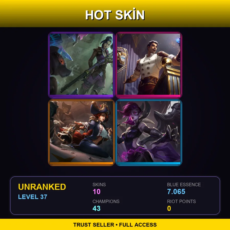 EUNE | Lv37 | Unranked | 10 Skin | 43 Champ — LoL account