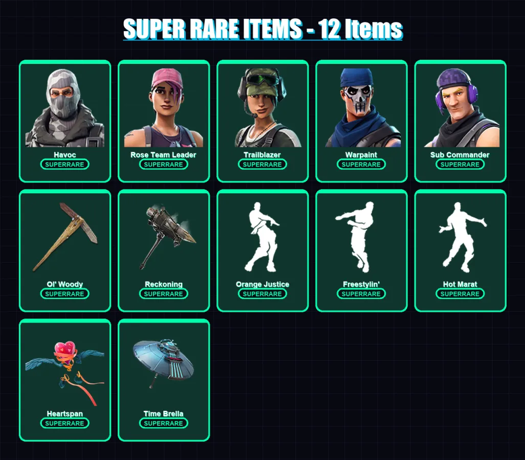 [PC/XBOX/PSN] | Havoc | Rose Team Leader | Trailblazer | Warpaint | Sub Commander | 43 skin | 40 pickaxe | 66 emote | 46 glider | Lv659