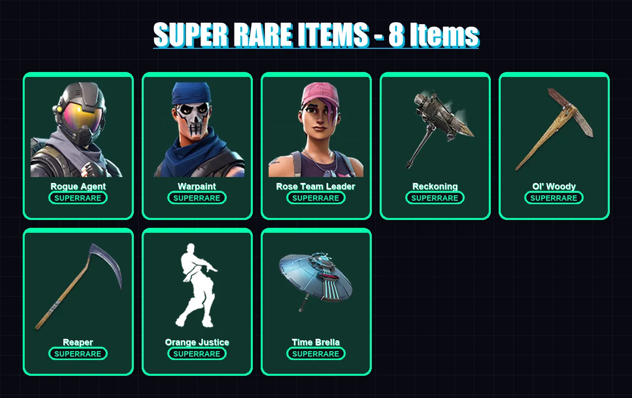 [PC/PSN] | Rogue Agent | Warpaint | Rose Team Leader | Backlash | Calamity | 136 skin | 139 pickaxe | 107 emote | 115 glider | Lv1611